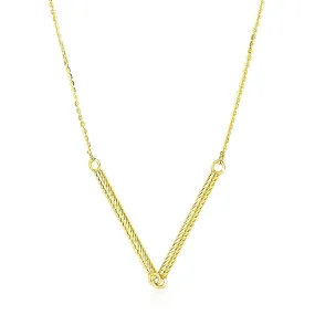 14k Yellow Gold Chain Necklace with Two Connected Thin Bar Pendant-rx97494-18