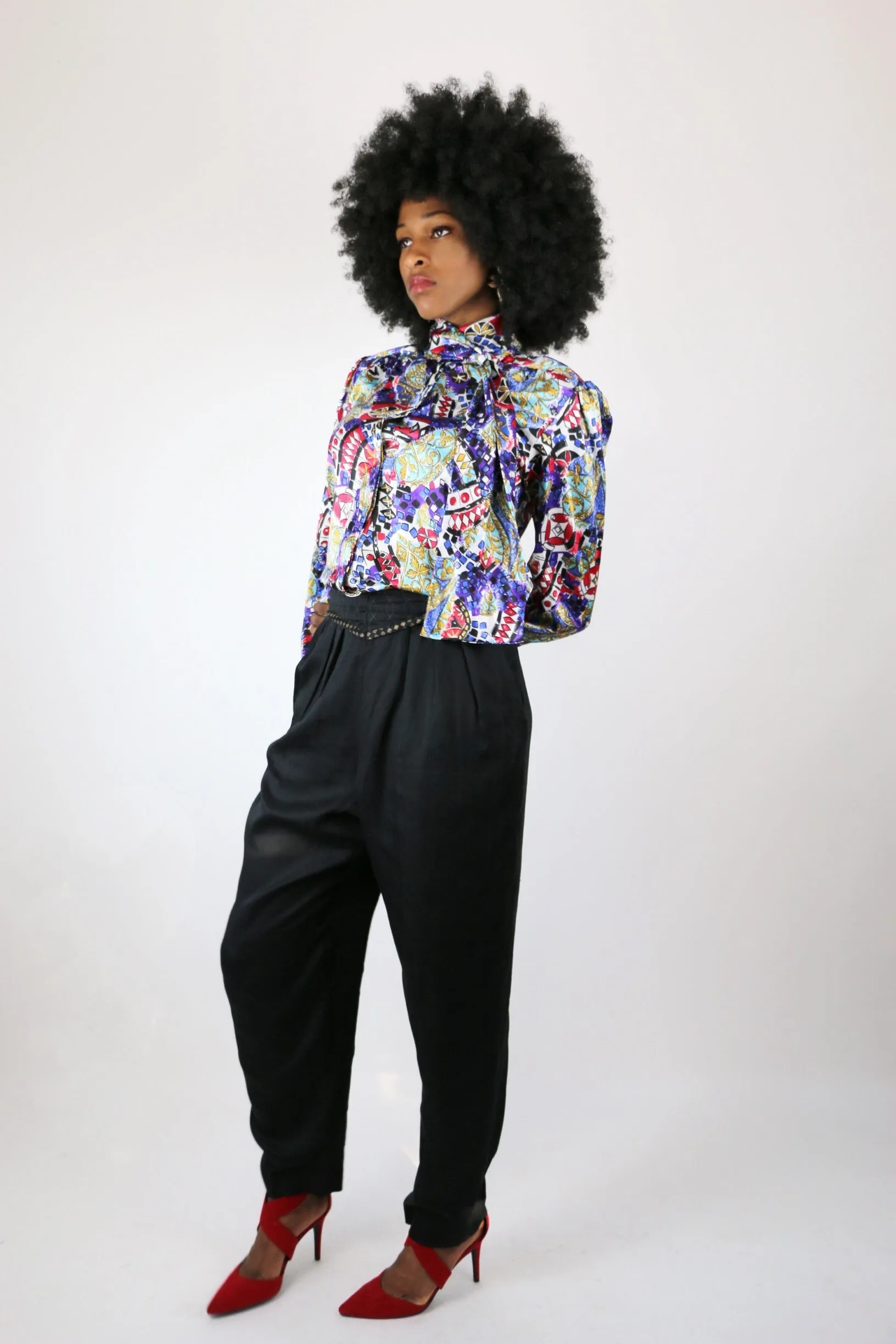 80s Gianna Tie Neck Blouse