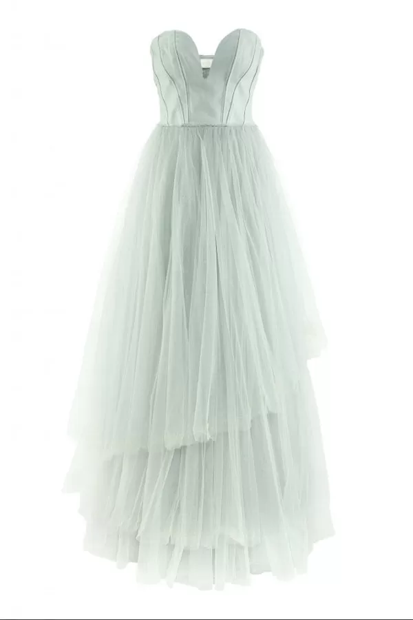 A Line Floor Length Sweetheart Sleeveless Layers Tulle Ruffles Long Prom Dresses