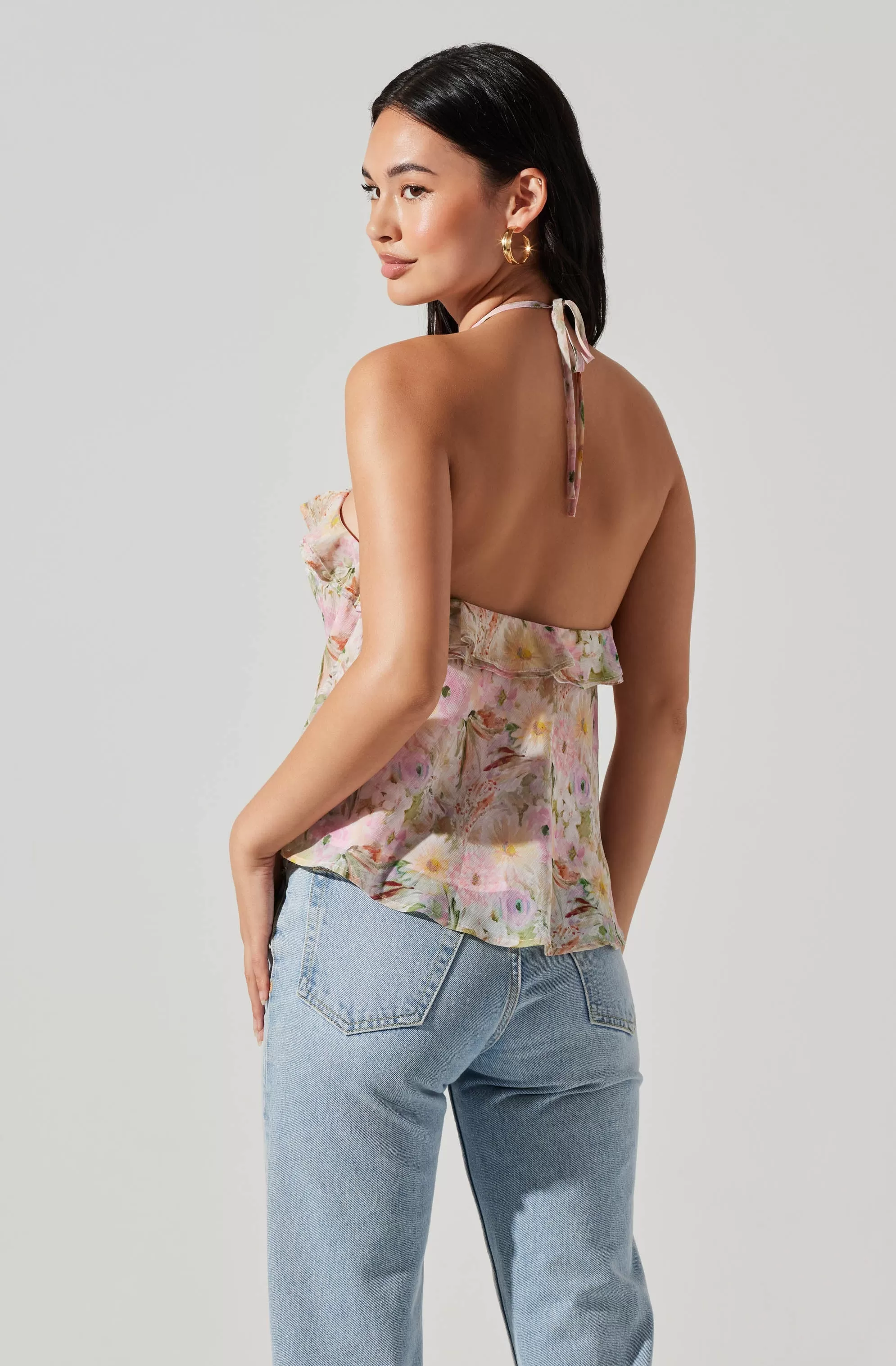 Alix Floral Rosette Halter Top