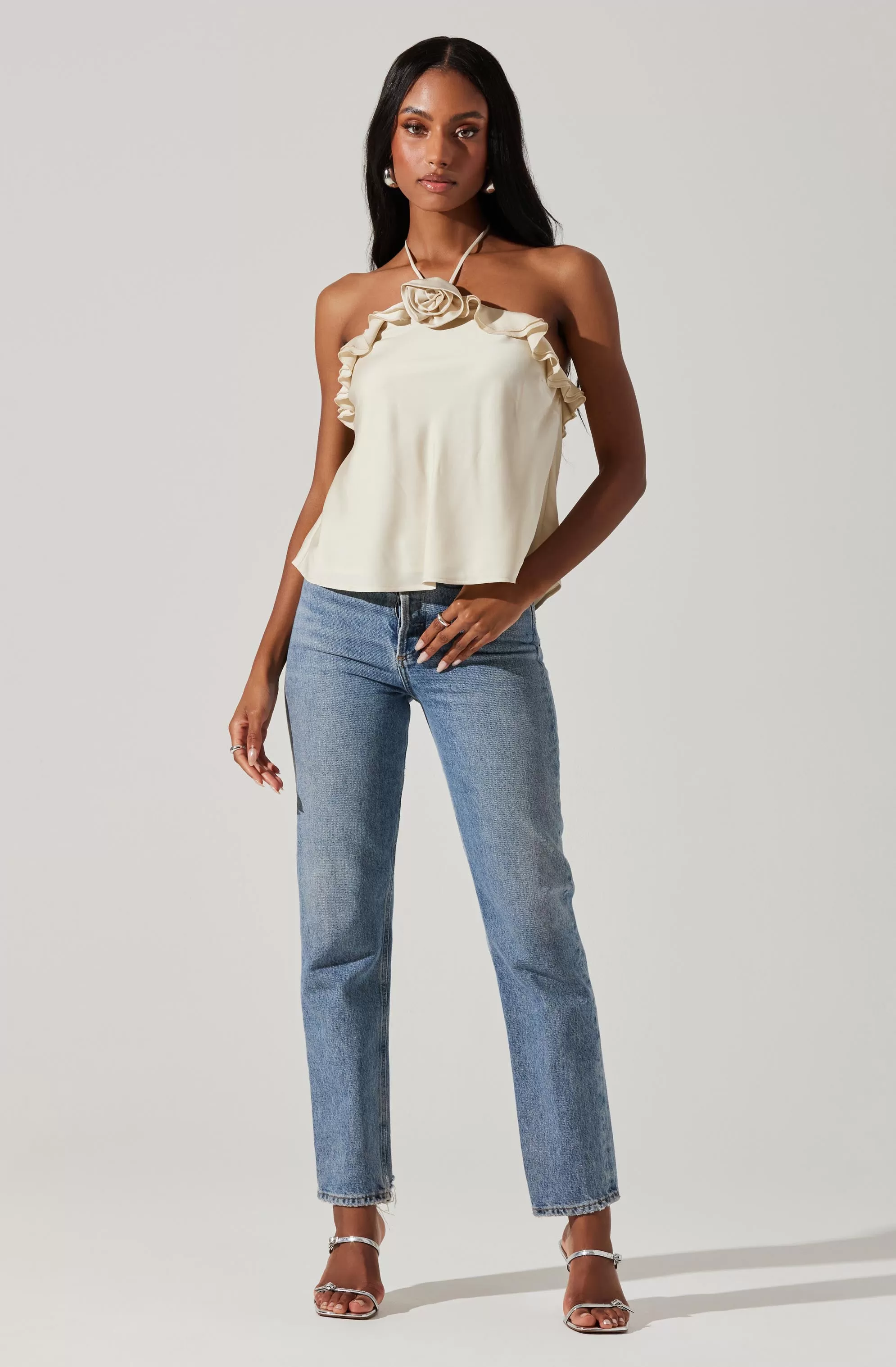 Alix Rosette Halter Neck Top