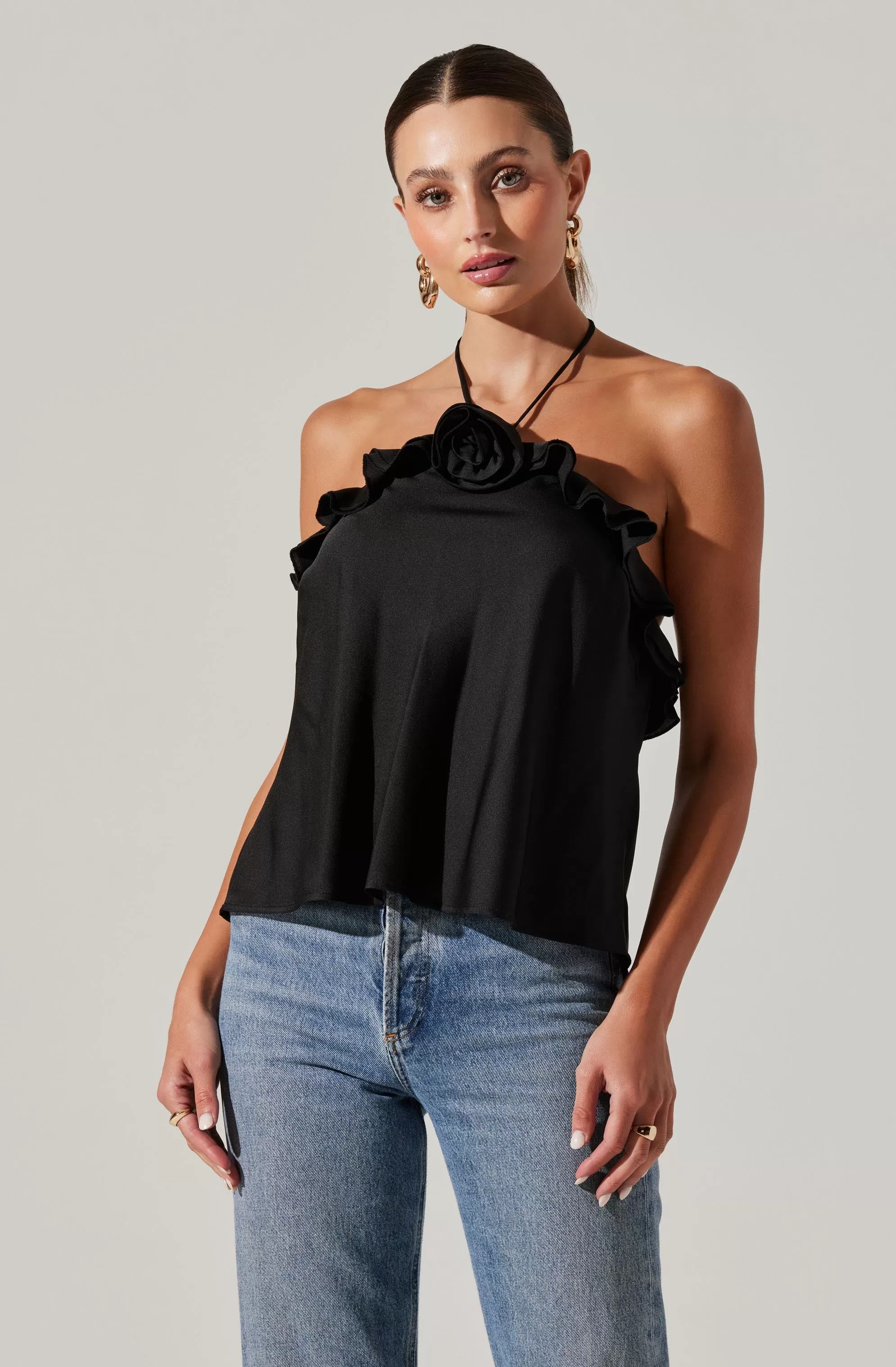 Alix Rosette Halter Neck Top