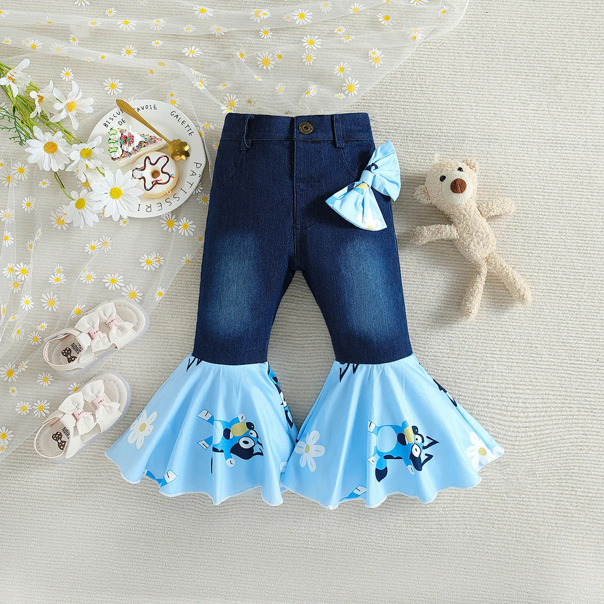 Baby Kid Girls Color-blocking Cartoon Print Pants Wholesale 23102003