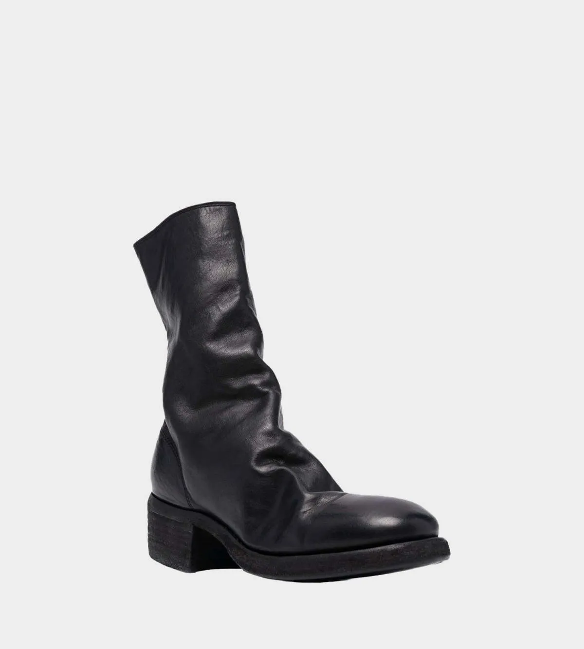 Back Zip Mid Boots - Black