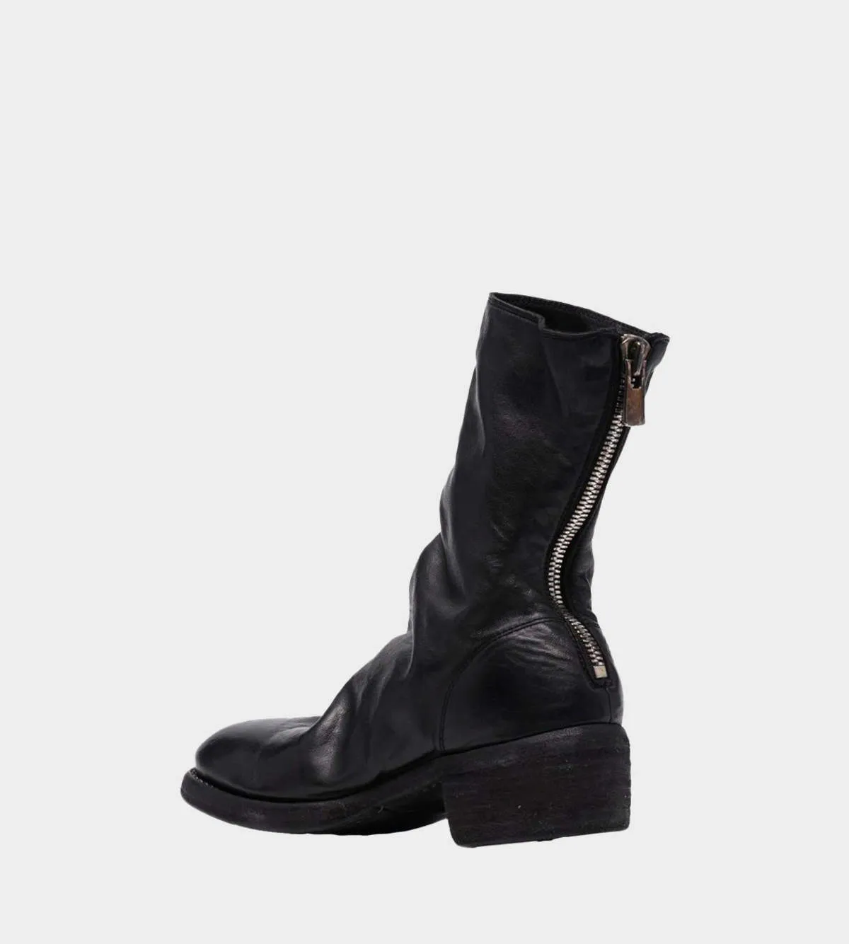 Back Zip Mid Boots - Black