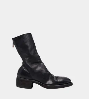 Back Zip Mid Boots - Black