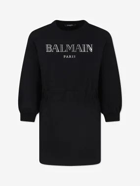 Balmain Girls Logo Sweater Dress in Black