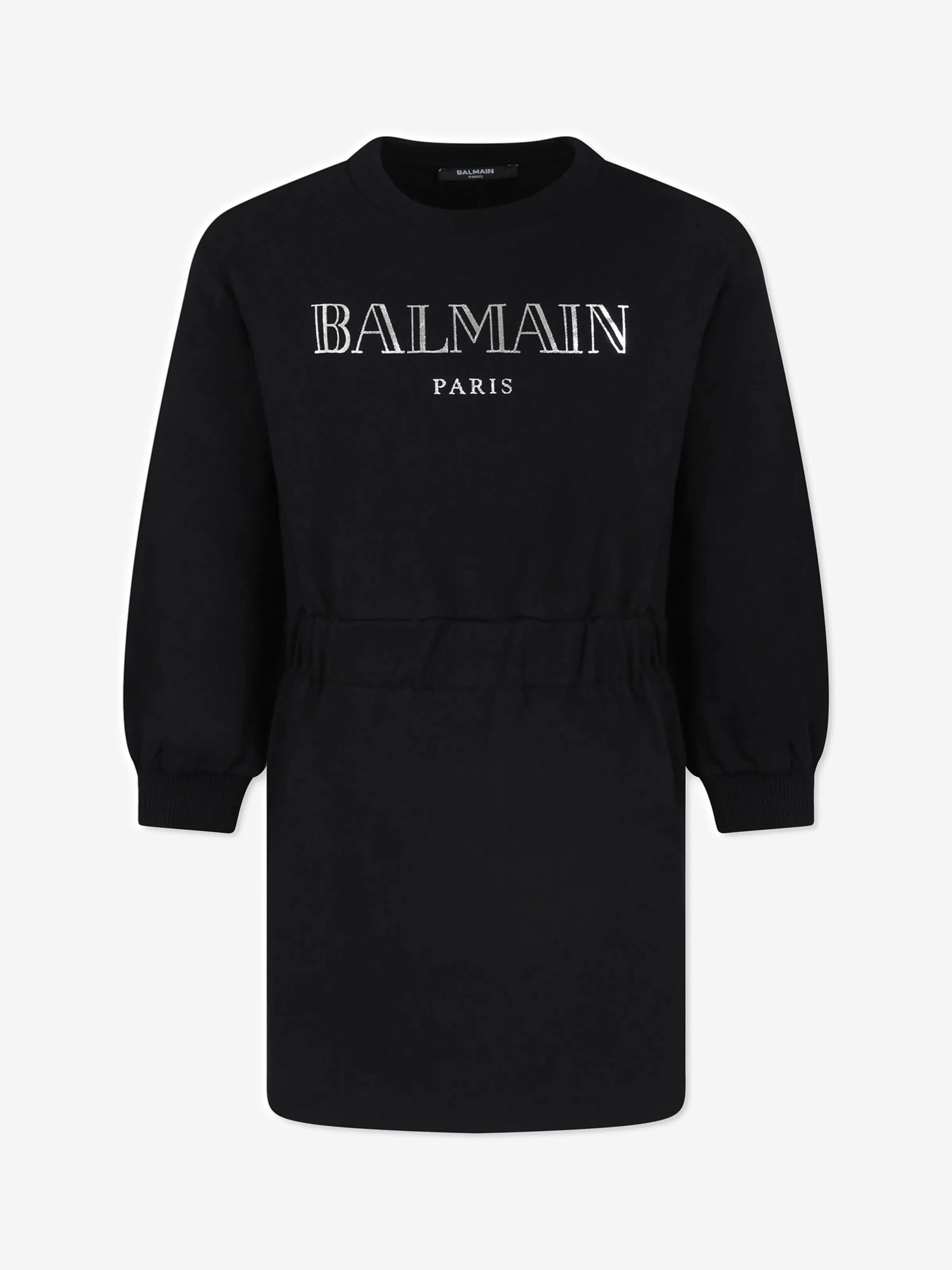 Balmain Girls Logo Sweater Dress in Black