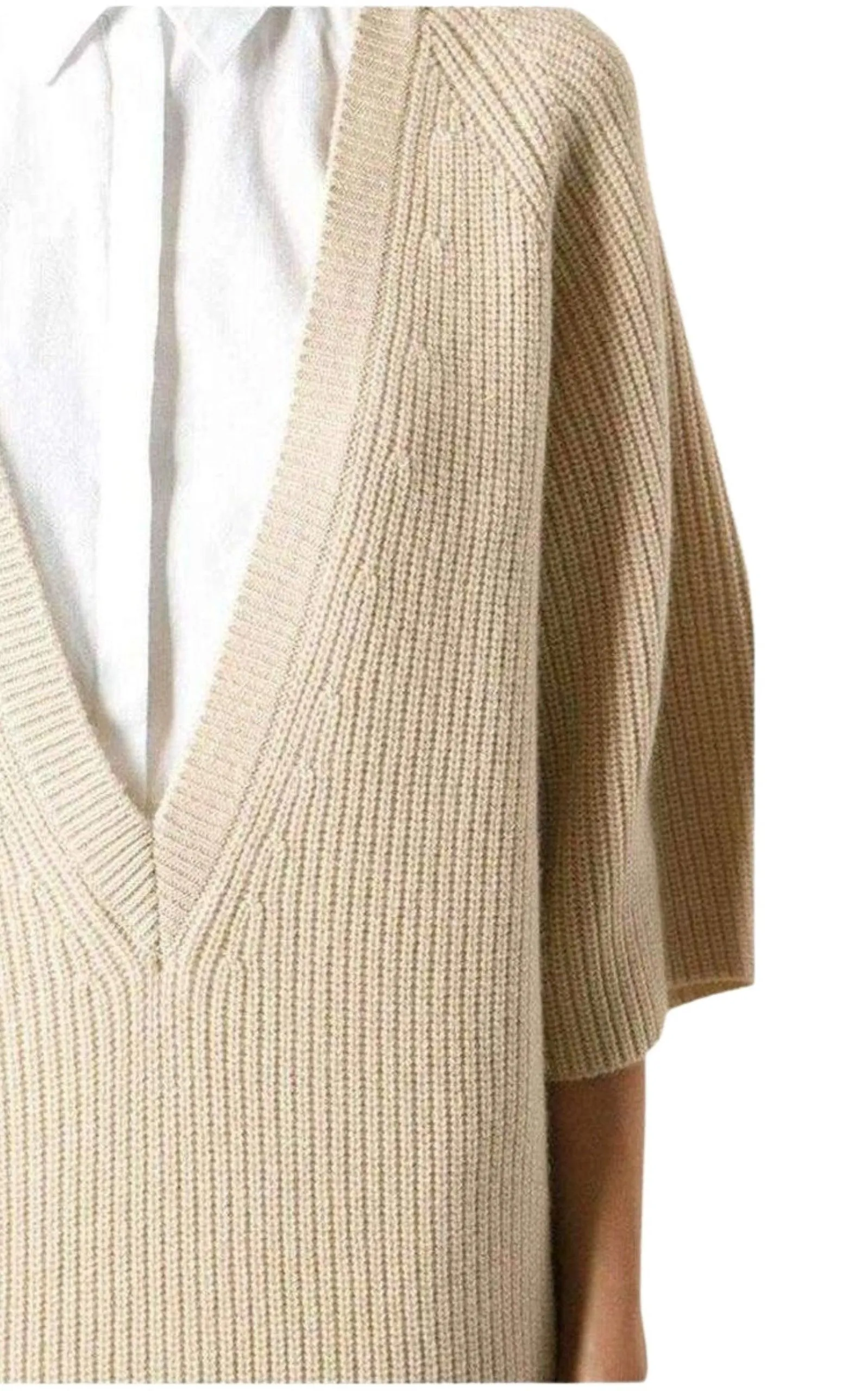 Beige Cashmere Knit Sweater