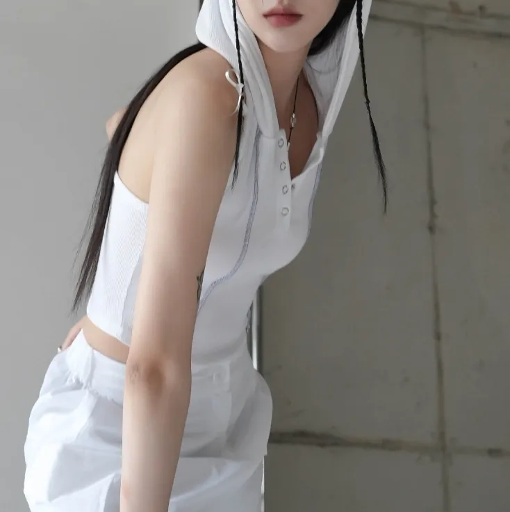 Binary01  |Sleeveless Halter Neck Street Style Plain Cotton