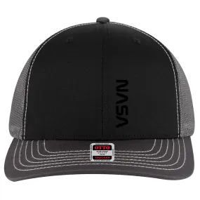 Black NASA Letter 6 Panel Mid Profile Mesh Back Trucker Hat - For Men and Women