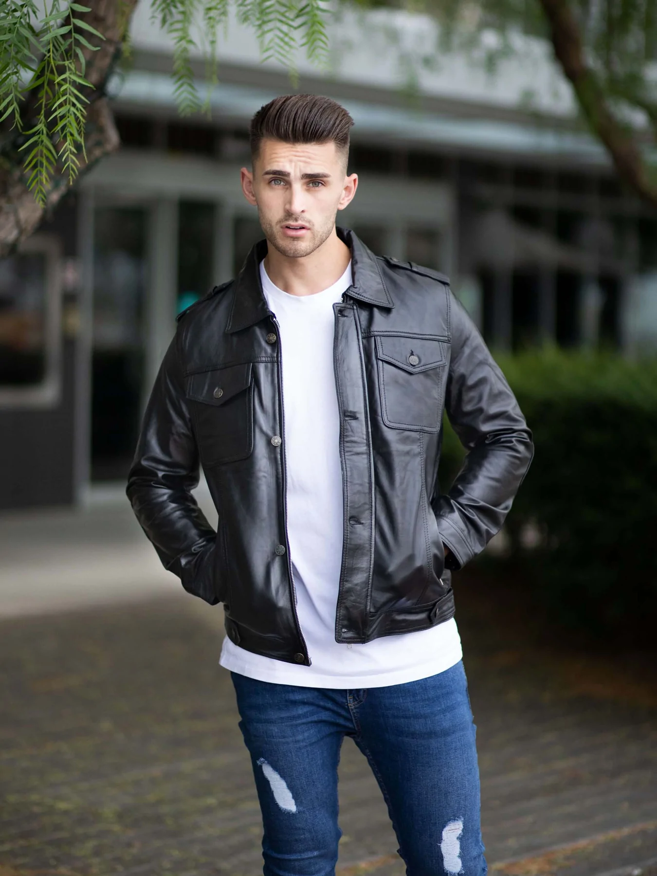 Black Slim Fit Leather jacket For Men | Stylish Outfit for Winters