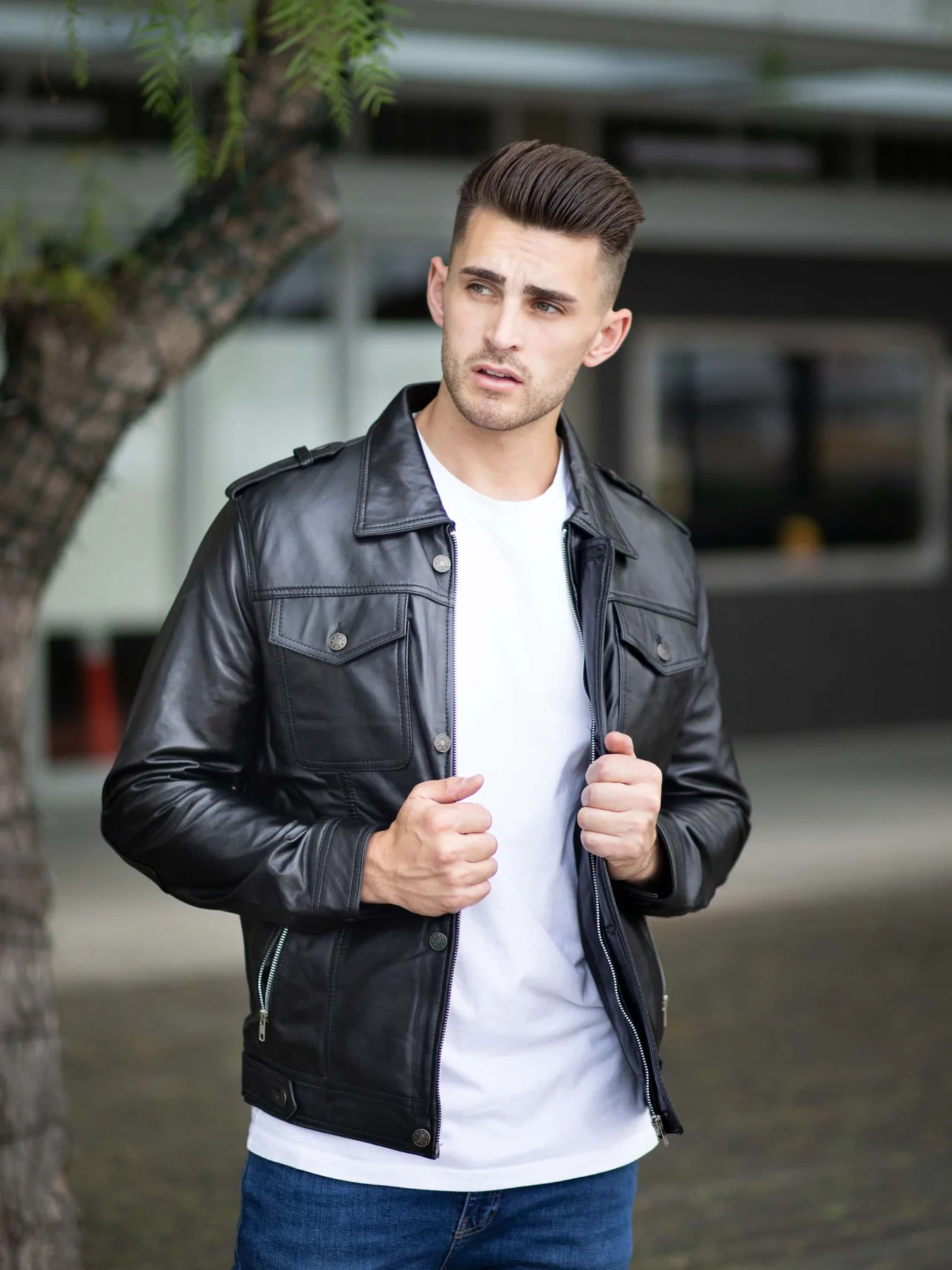 Black Slim Fit Leather jacket For Men | Stylish Outfit for Winters