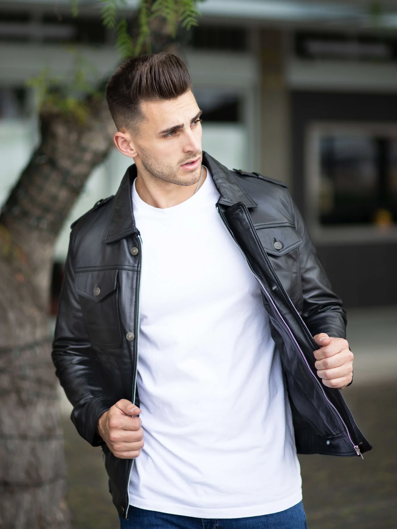 Black Slim Fit Leather jacket For Men | Stylish Outfit for Winters