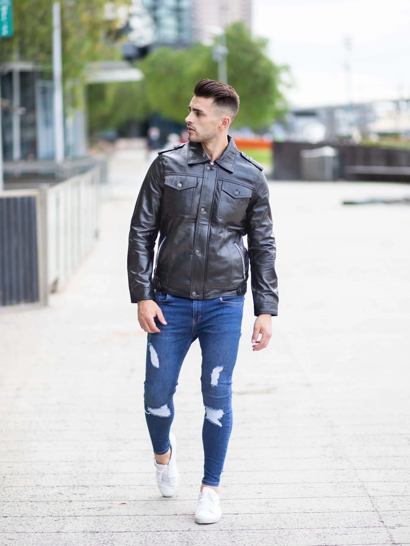 Black Slim Fit Leather jacket For Men | Stylish Outfit for Winters