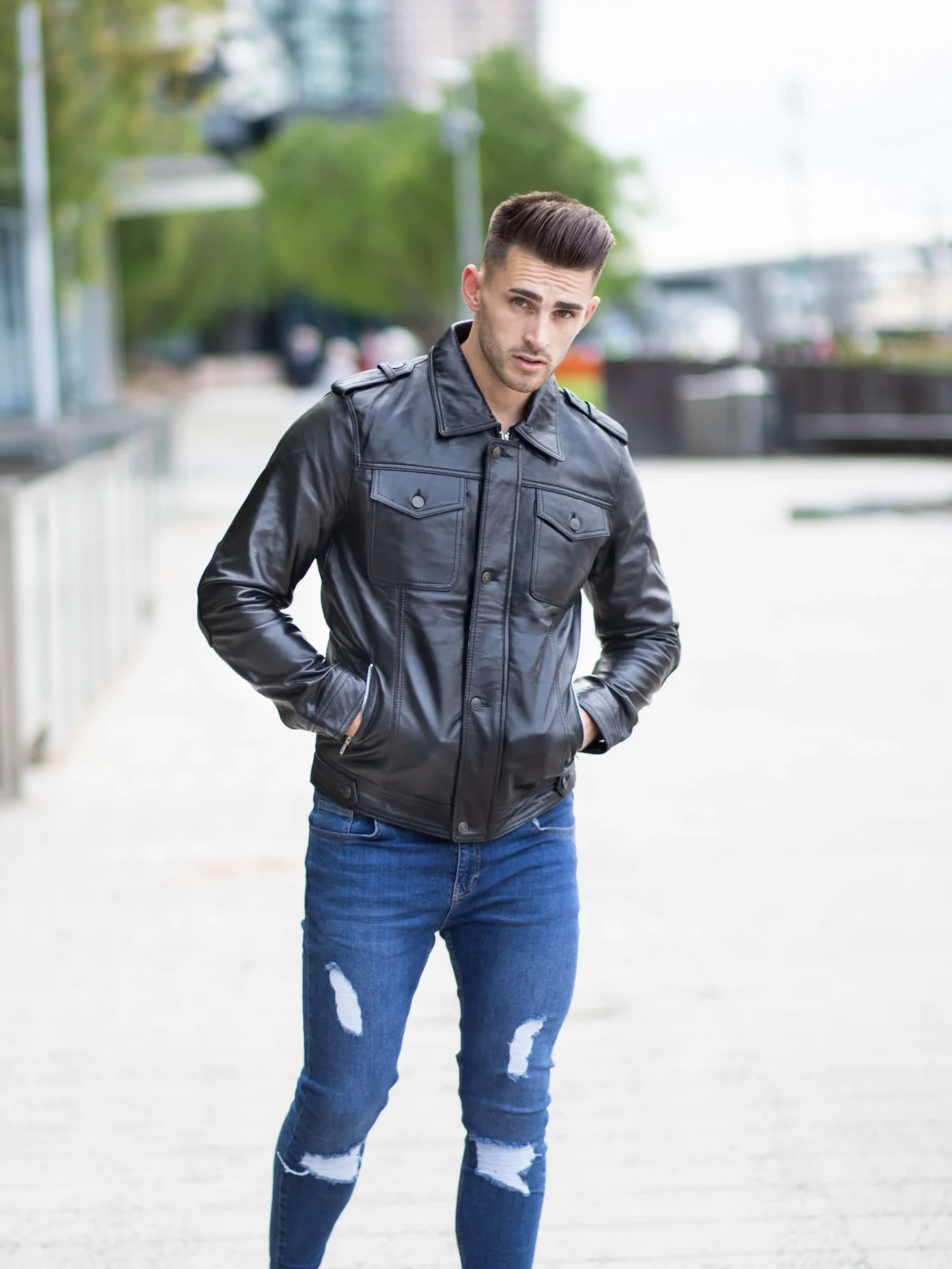 Black Slim Fit Leather jacket For Men | Stylish Outfit for Winters