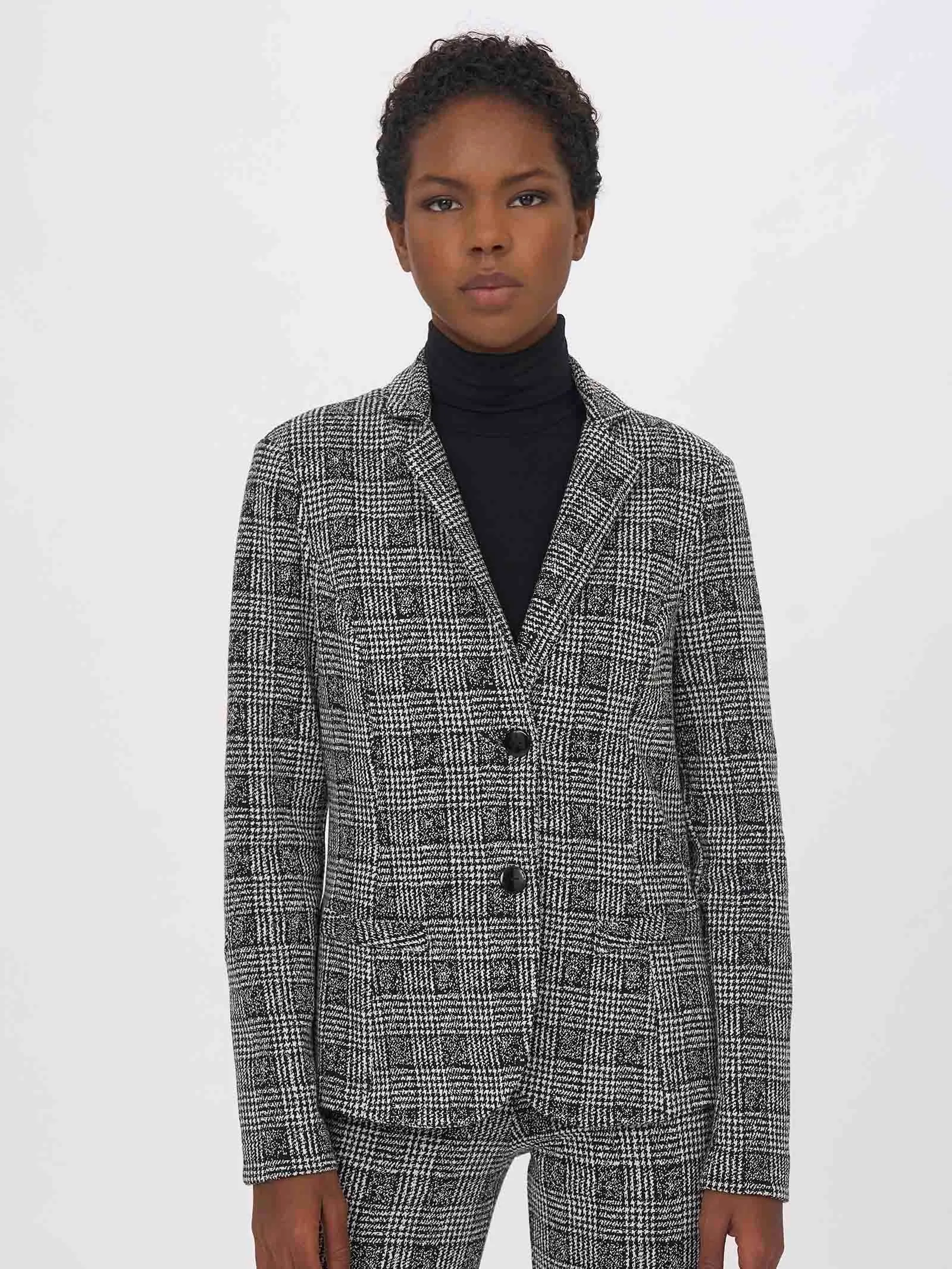 Blazer a 2 bottoni in Eco Jacquard - Fant.Nero