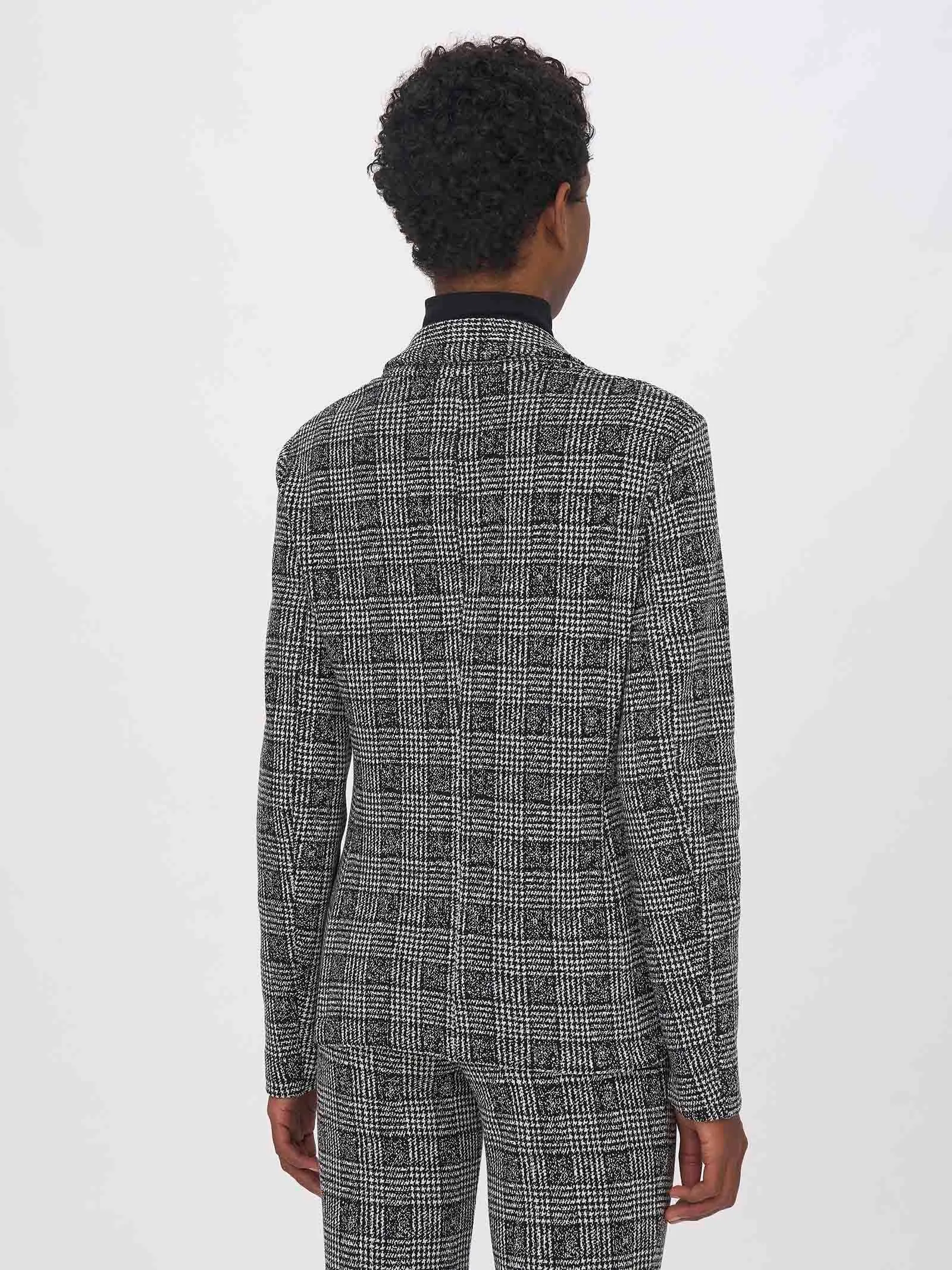 Blazer a 2 bottoni in Eco Jacquard - Fant.Nero