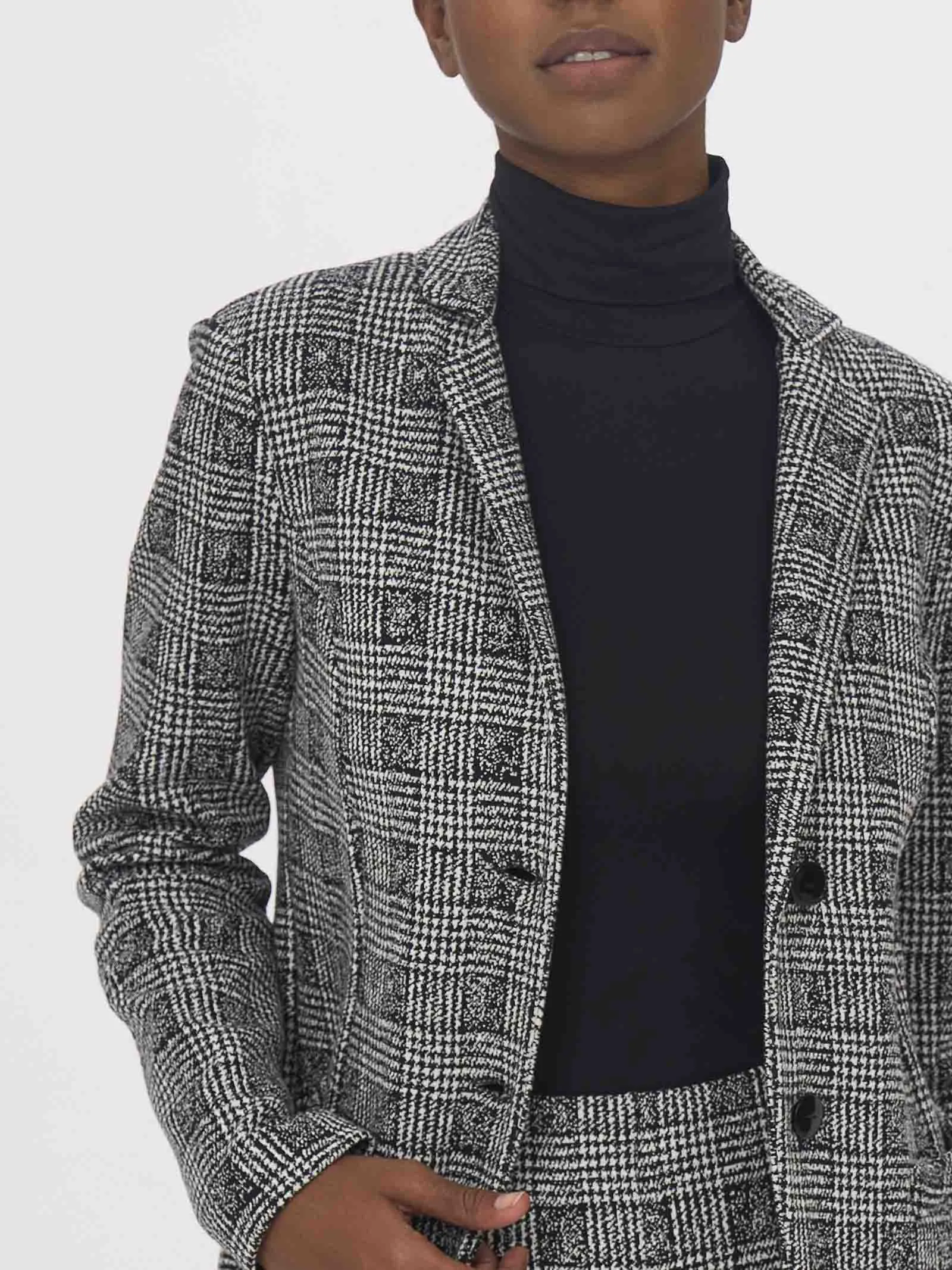 Blazer a 2 bottoni in Eco Jacquard - Fant.Nero