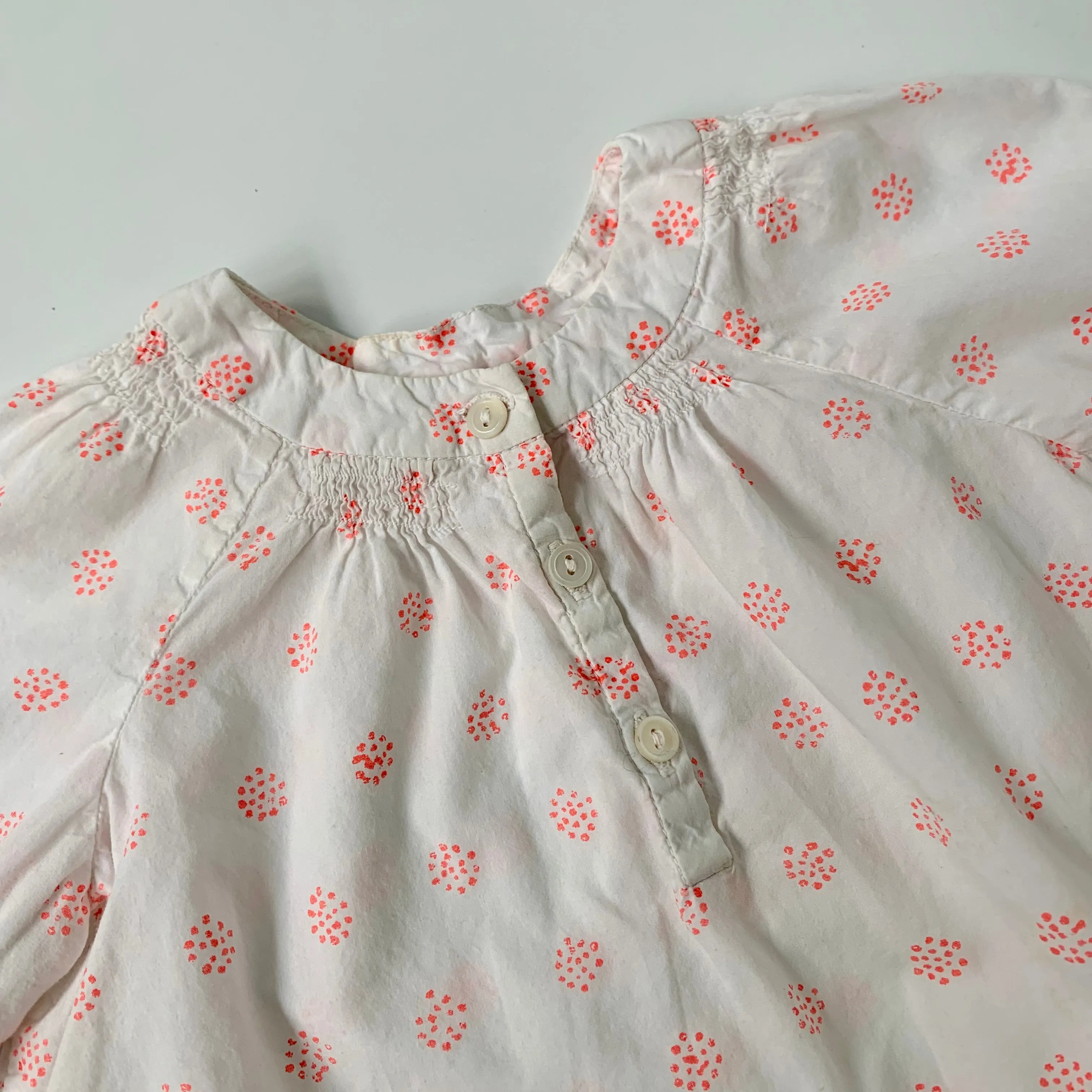 Bonpoint White Cotton Blouse With Neon: 18 Months