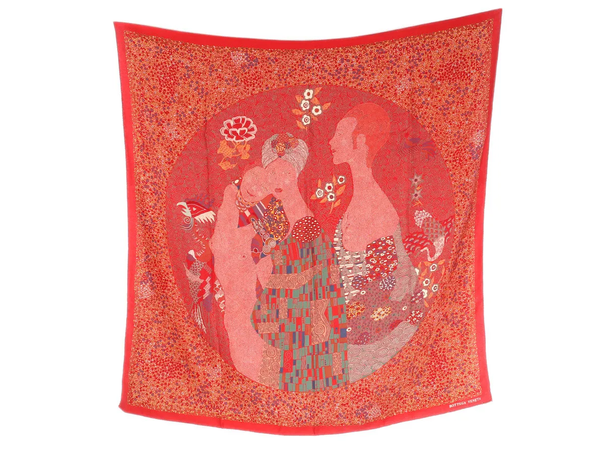 Bottega Veneta Red Vintage Klimt Scarf