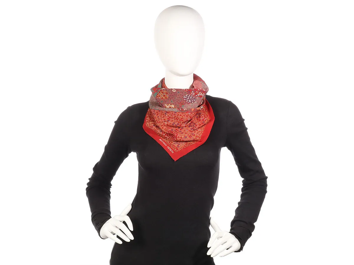 Bottega Veneta Red Vintage Klimt Scarf