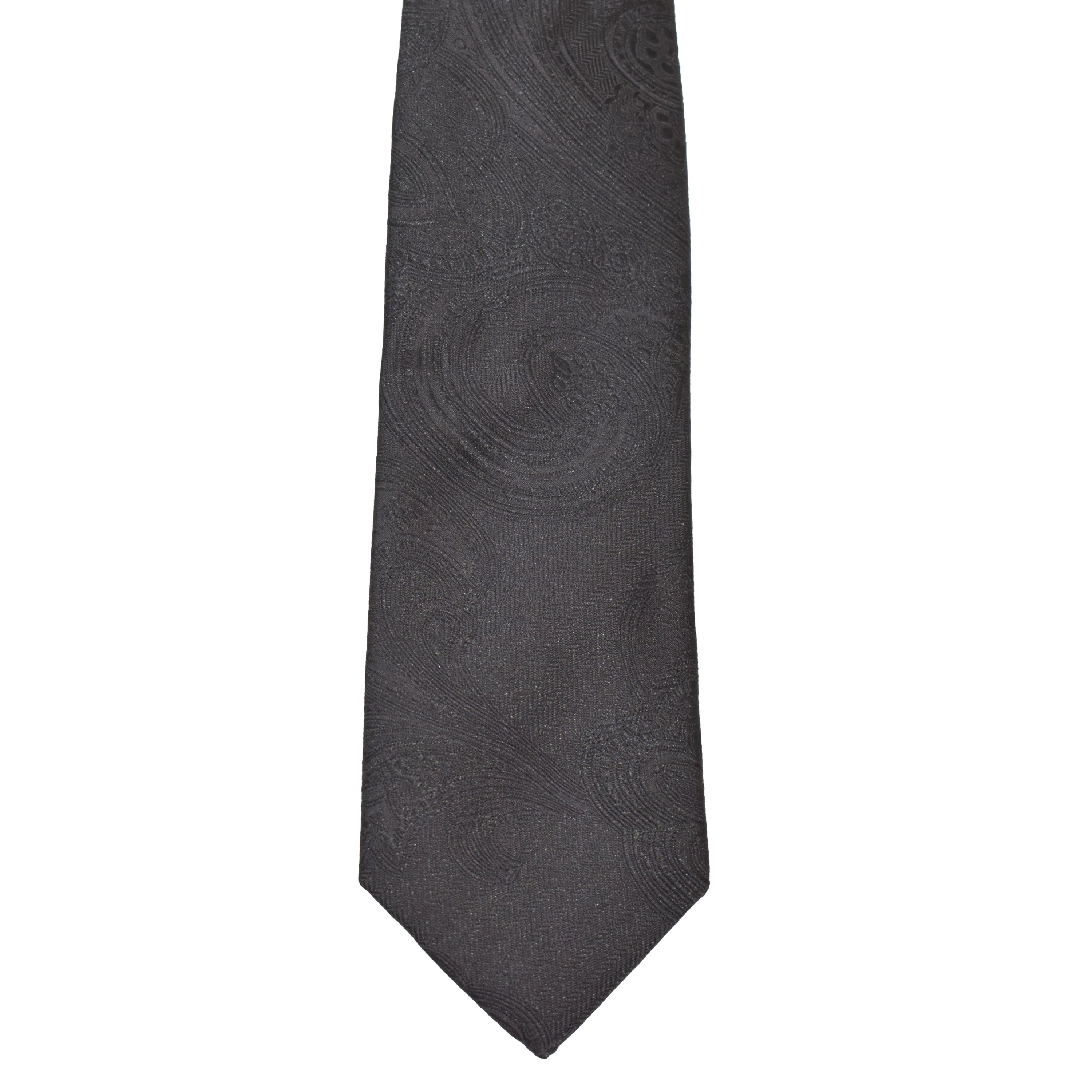 Boys Neck Tie - Black Paisley