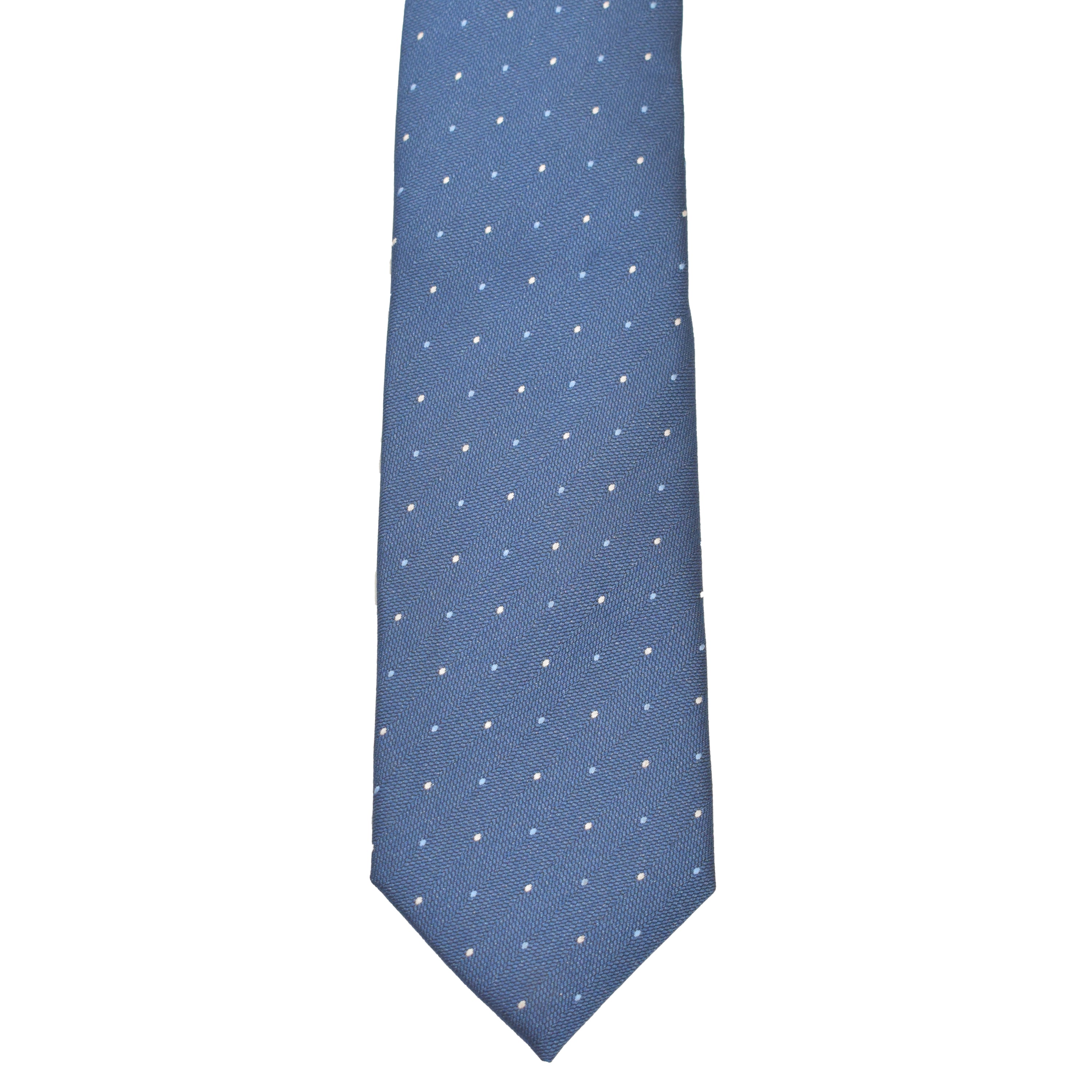 Boys Neck Tie - Poseidon Blue Micro Polkadot