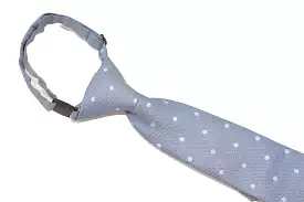 Boys Neck Tie - Stone Grey Blue Polkadot