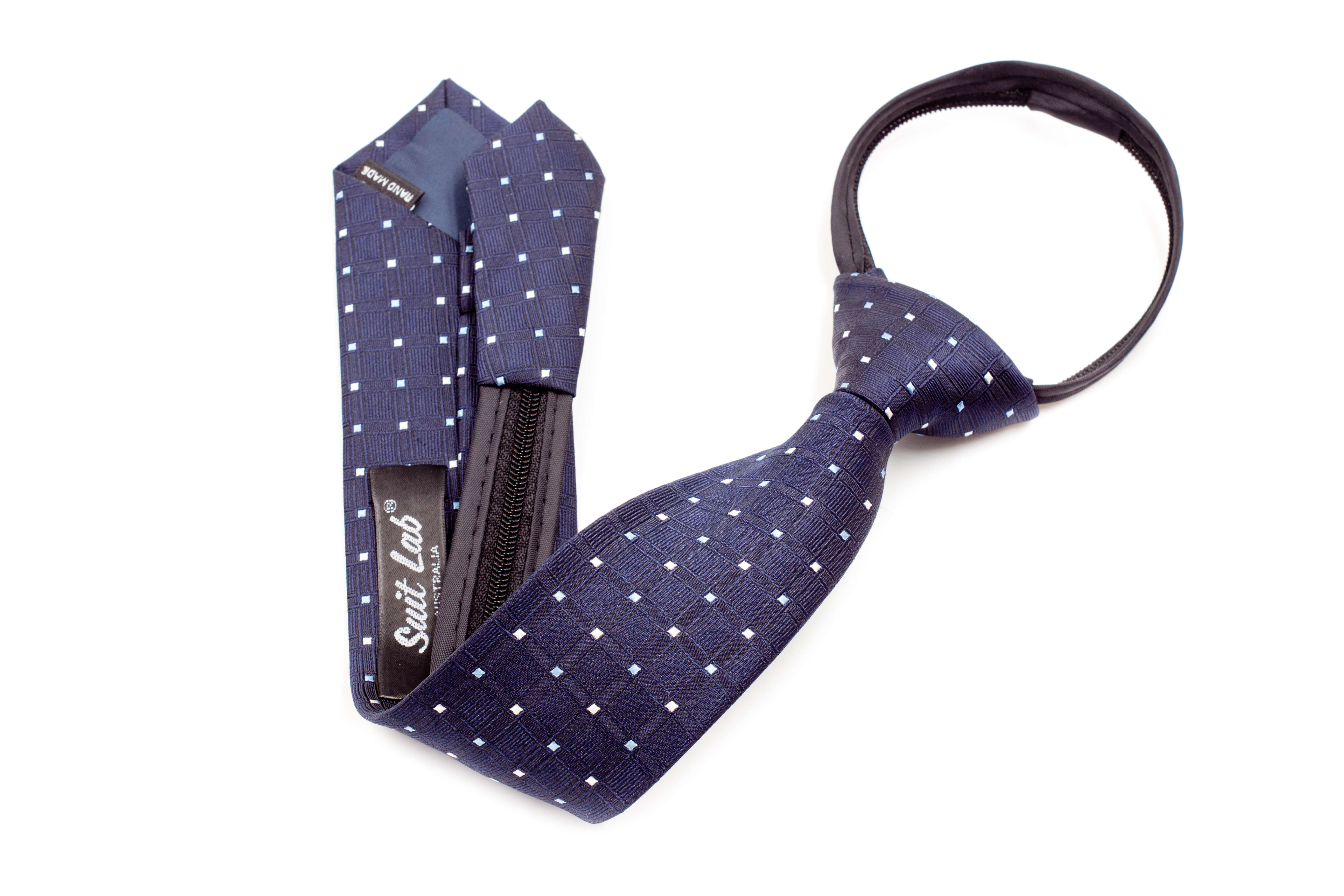 Boys Ties - Navy Mutli Polka Dots