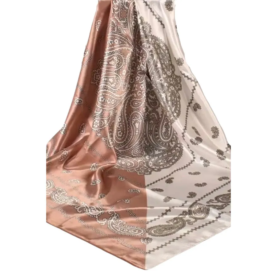 Brown Tan Satin Bandana Scarf - ETA 4/25