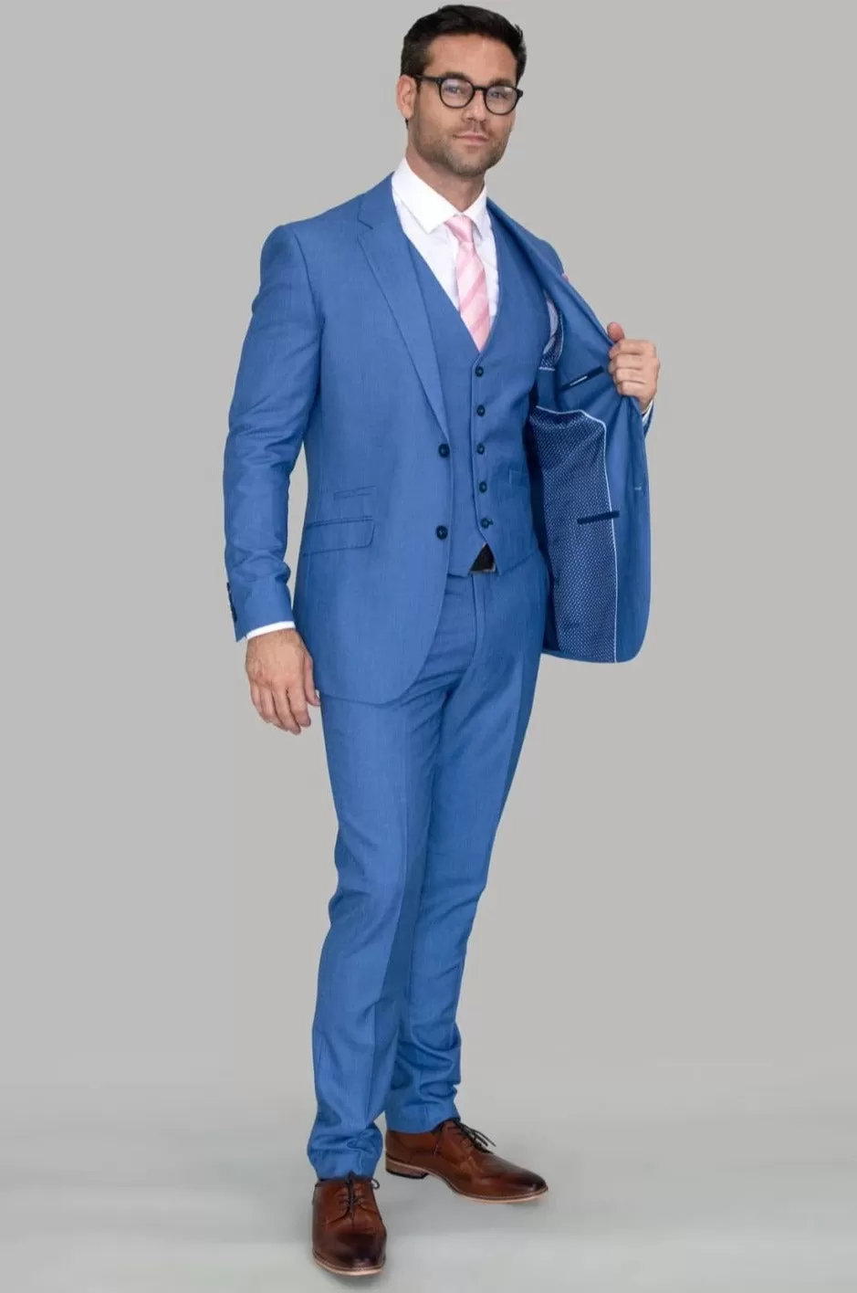 Cavani Men's Blue Jay 3 Piece Sky Suit - Long