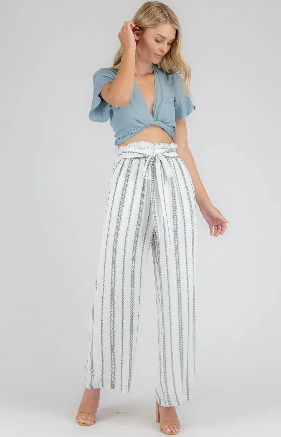 Cotton Printed Paper Bag Waist Pants (SPA346B)