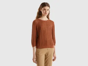 Crochet sweater - Brown | Benetton