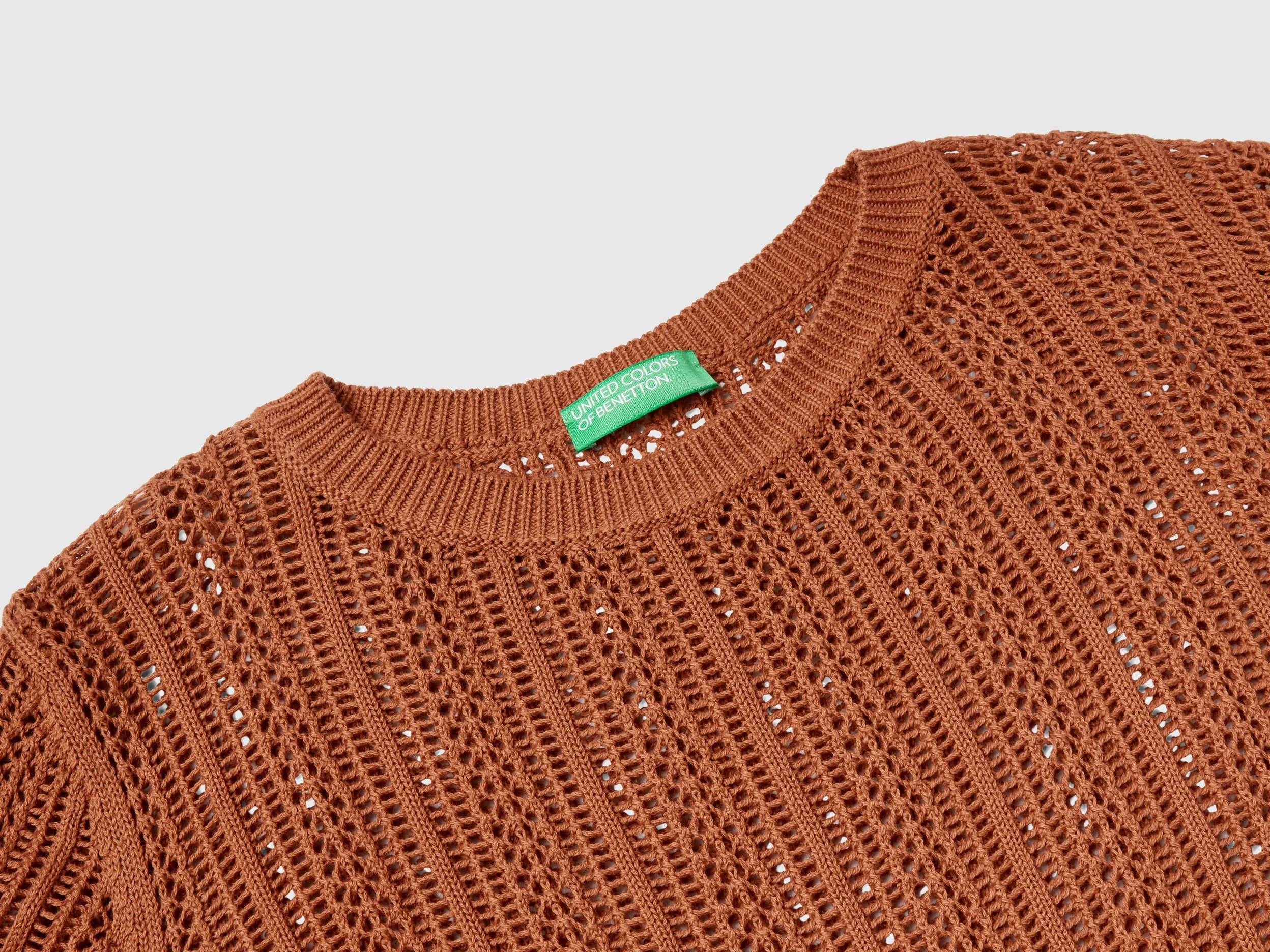 Crochet sweater - Brown | Benetton