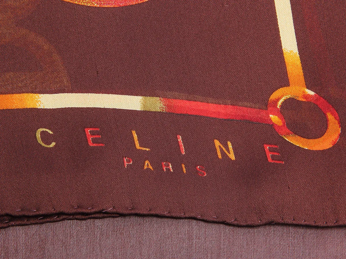 Céline Brown Chain Silk Scarf