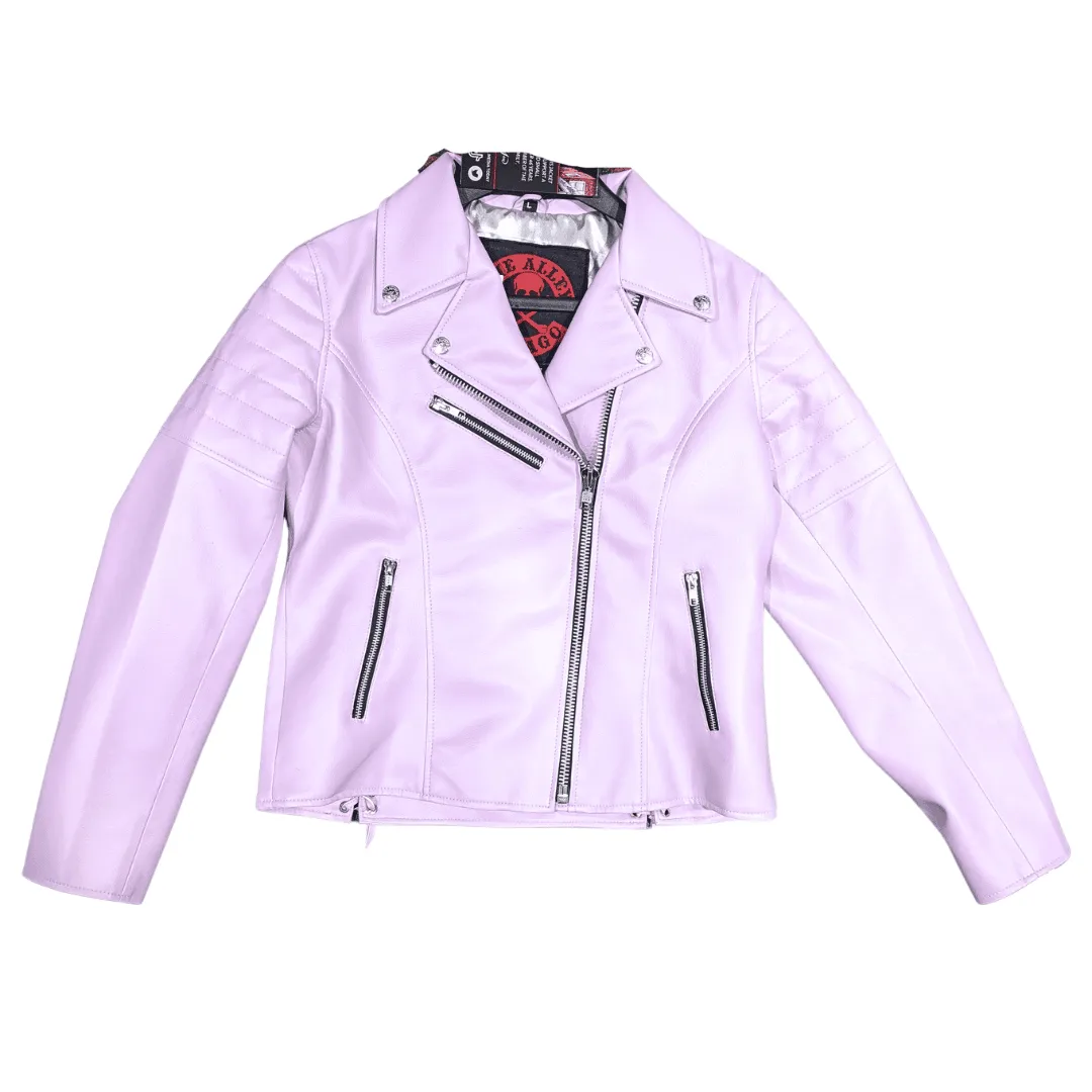 Delilah Womens Lilac Vegan Leather Jacket