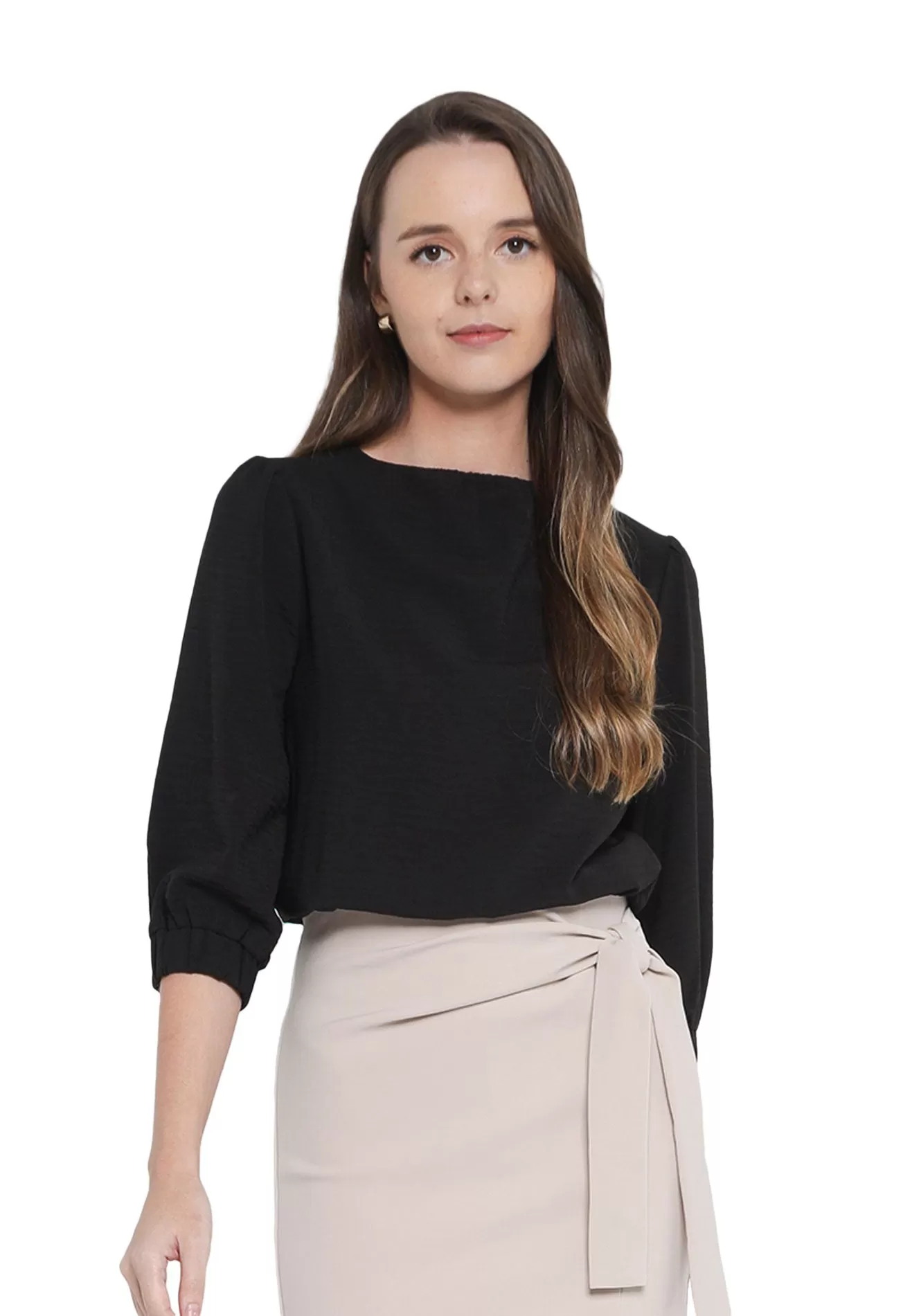 ELLE Apparel Bubble Hem Blouse