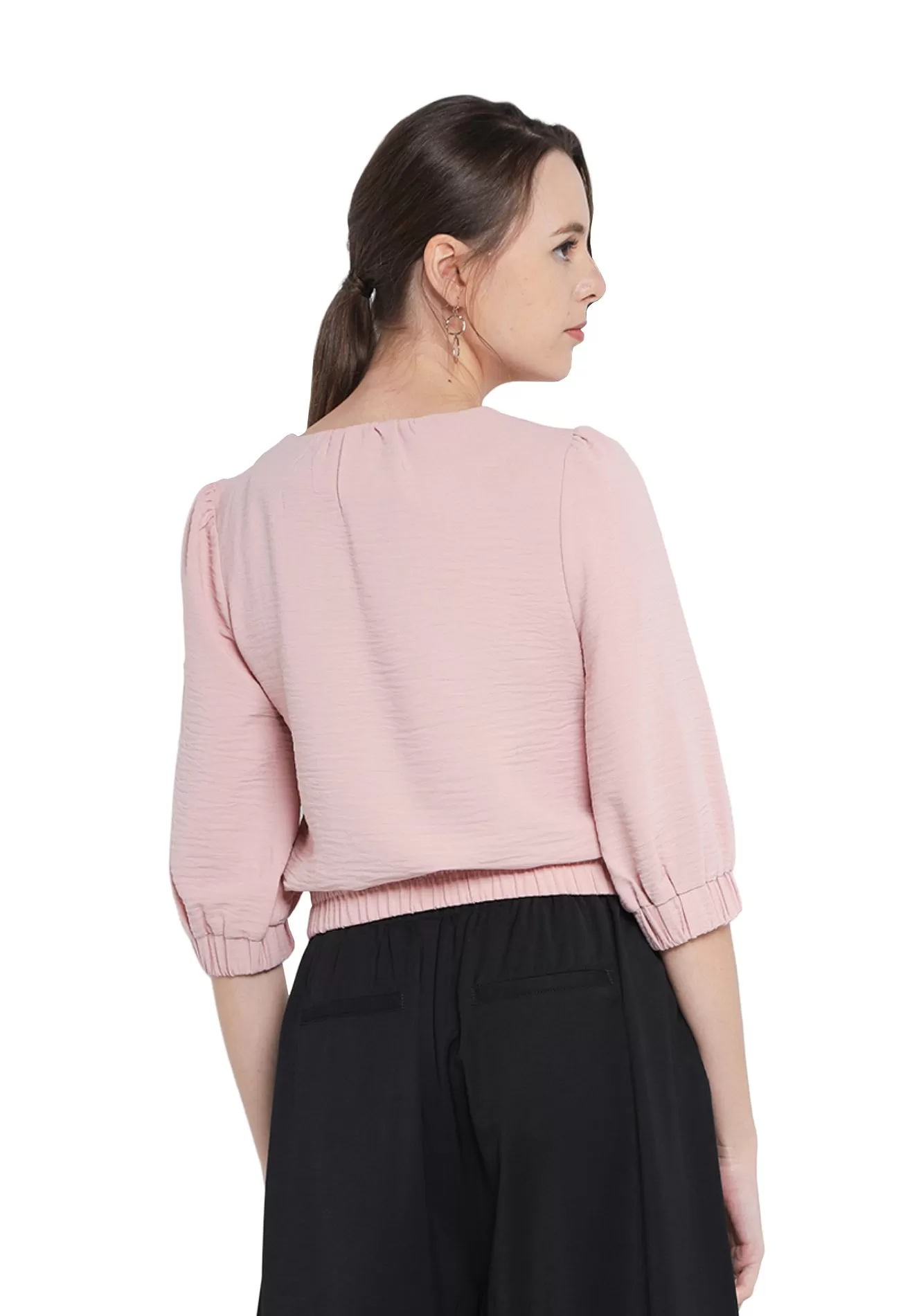 ELLE Apparel Bubble Hem Blouse