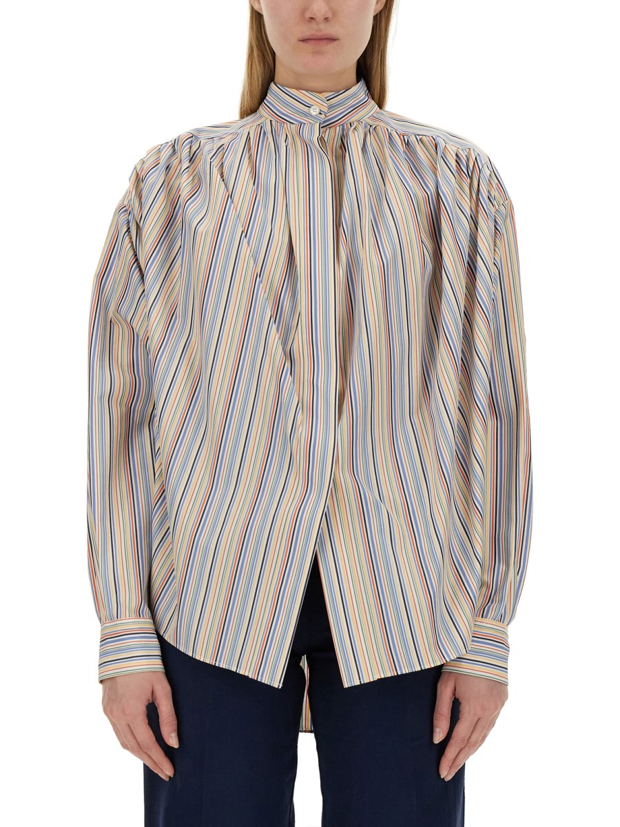 ETRO    COTTON POPLIN BLOUSE WITH STRIPE PATTERN