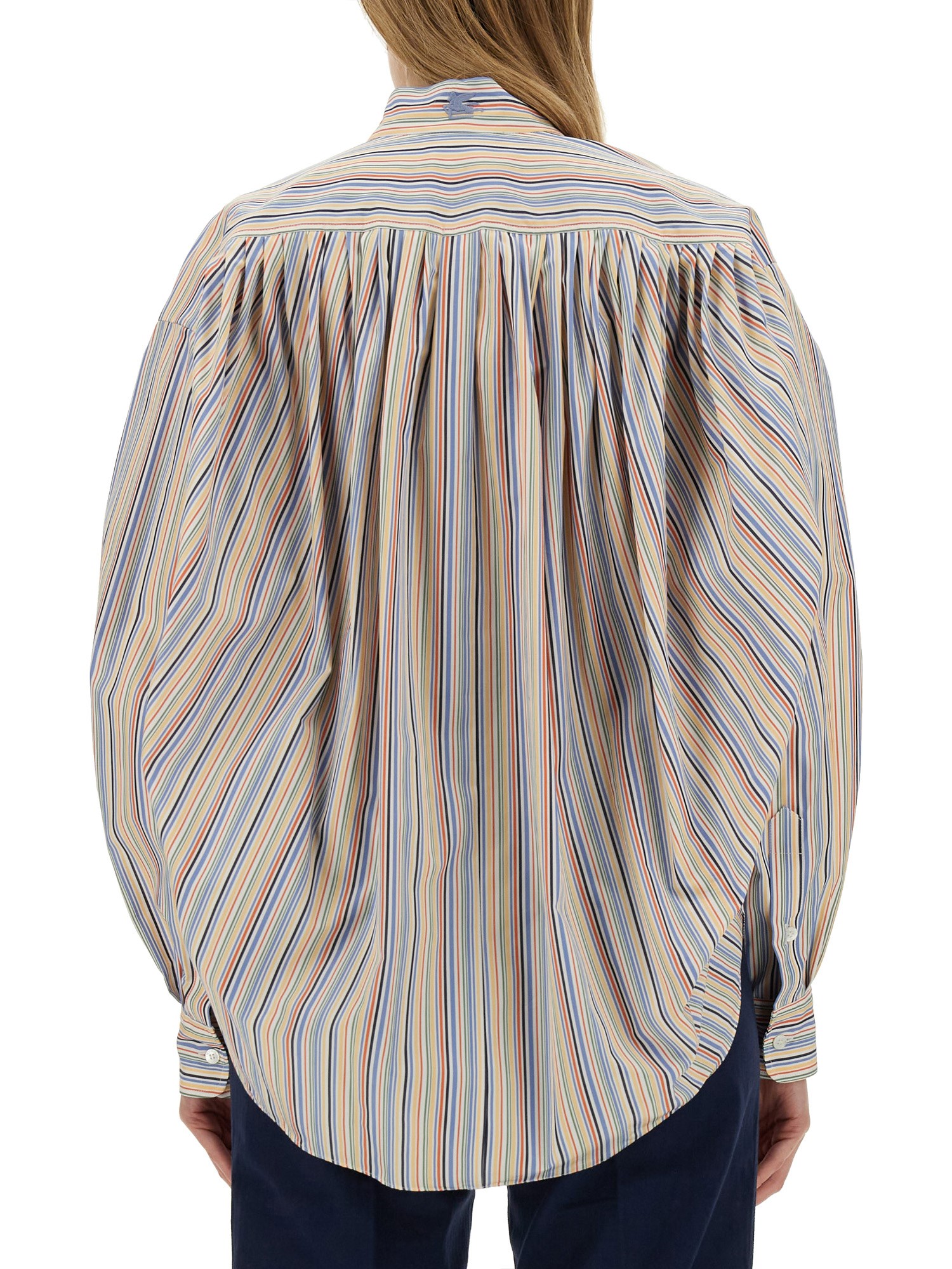 ETRO    COTTON POPLIN BLOUSE WITH STRIPE PATTERN