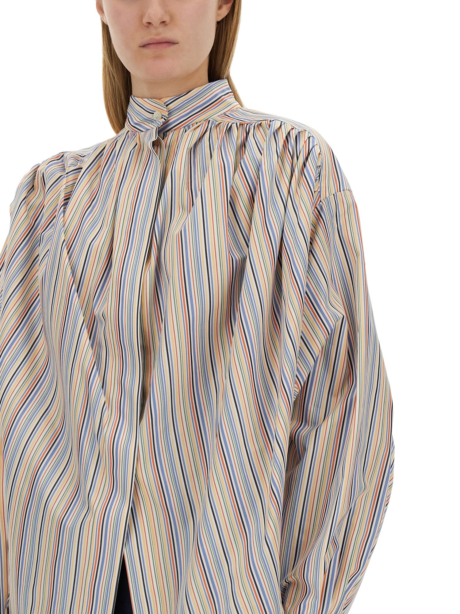 ETRO    COTTON POPLIN BLOUSE WITH STRIPE PATTERN