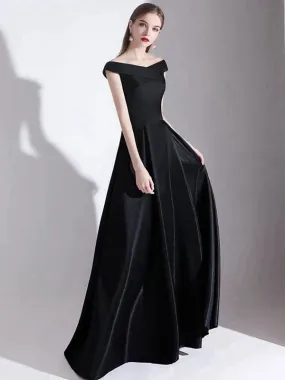 Evening Dress 2024 A-Line Bateau Neck Satin Floor Length Formal Dresses Wedding Guest Dresses Free Customization