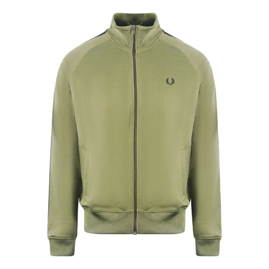 Fred Perry Tonal Taped Military Green Track Jacket 1