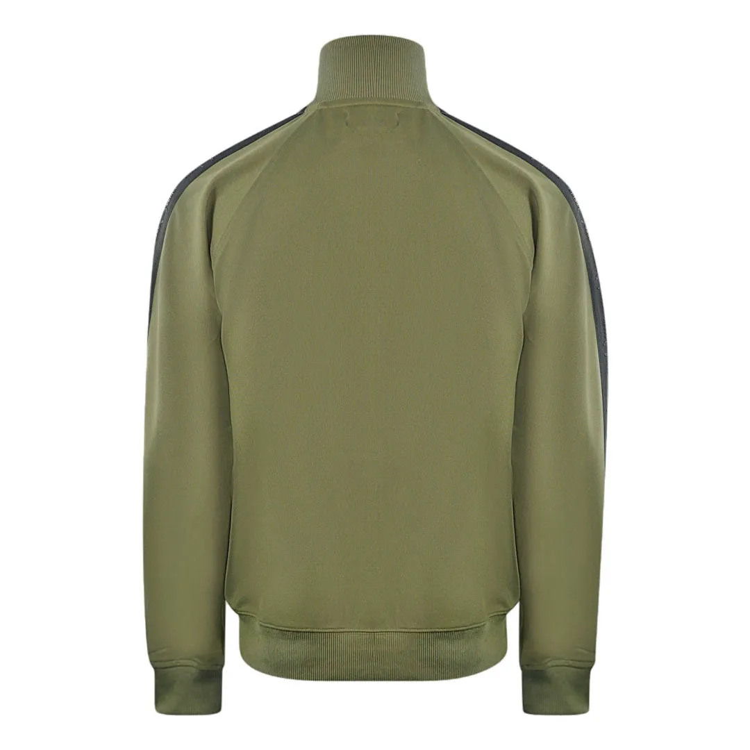 Fred Perry Tonal Taped Military Green Track Jacket 1