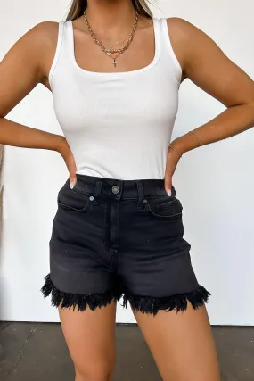 Havenly Mid Rise Frayed Hem Denim Shorts - BACK IN STOCK