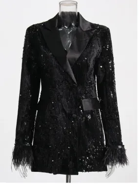 Holiday Black Sequin Blazer