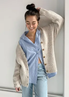 Josie Cozy Cardigan - Light Oatmeal Heather