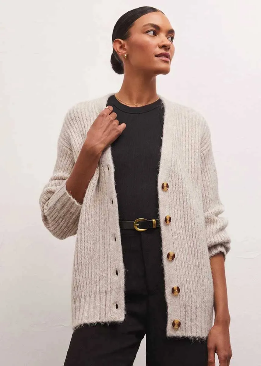 Josie Cozy Cardigan - Light Oatmeal Heather