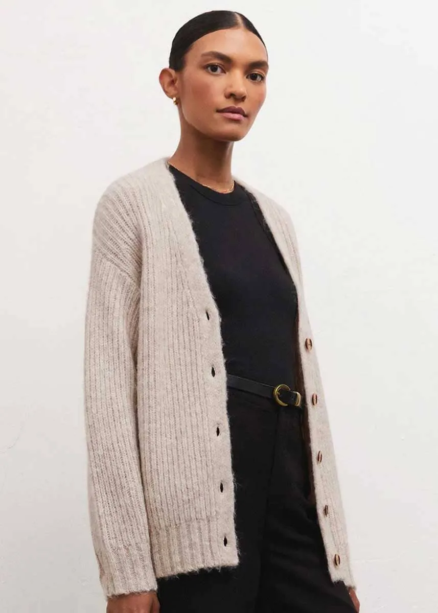 Josie Cozy Cardigan - Light Oatmeal Heather